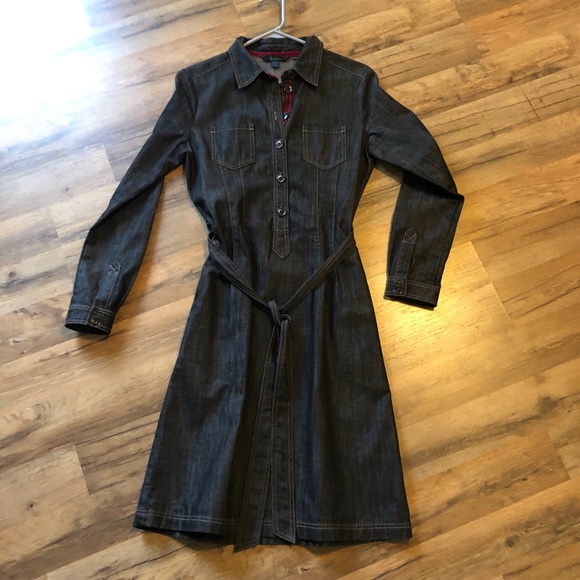 black long sleeve denim dress